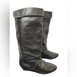 Vintage 80’s Black Leather Knee-High Boots Sz 7